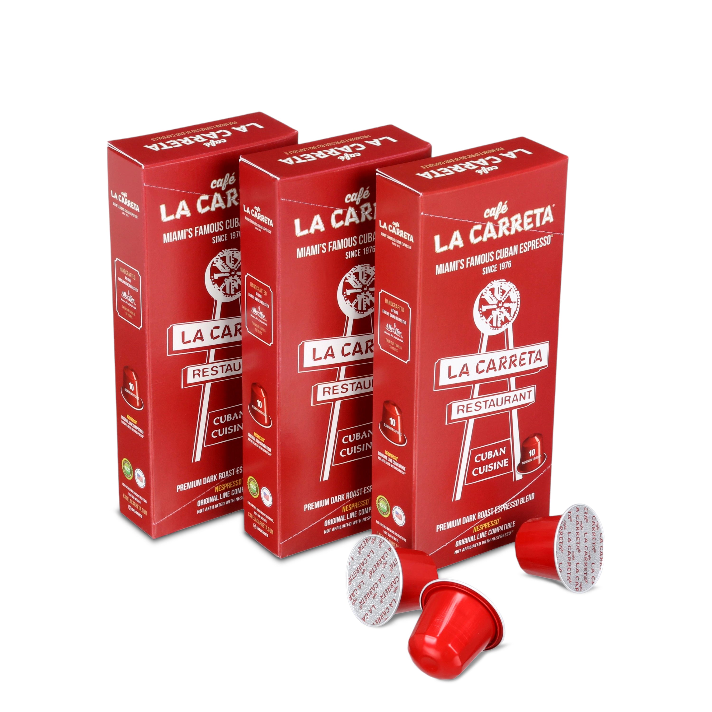 Café La Carreta Nespresso Original Line Compatible Capsules - 3 Packs of 10 Capsules