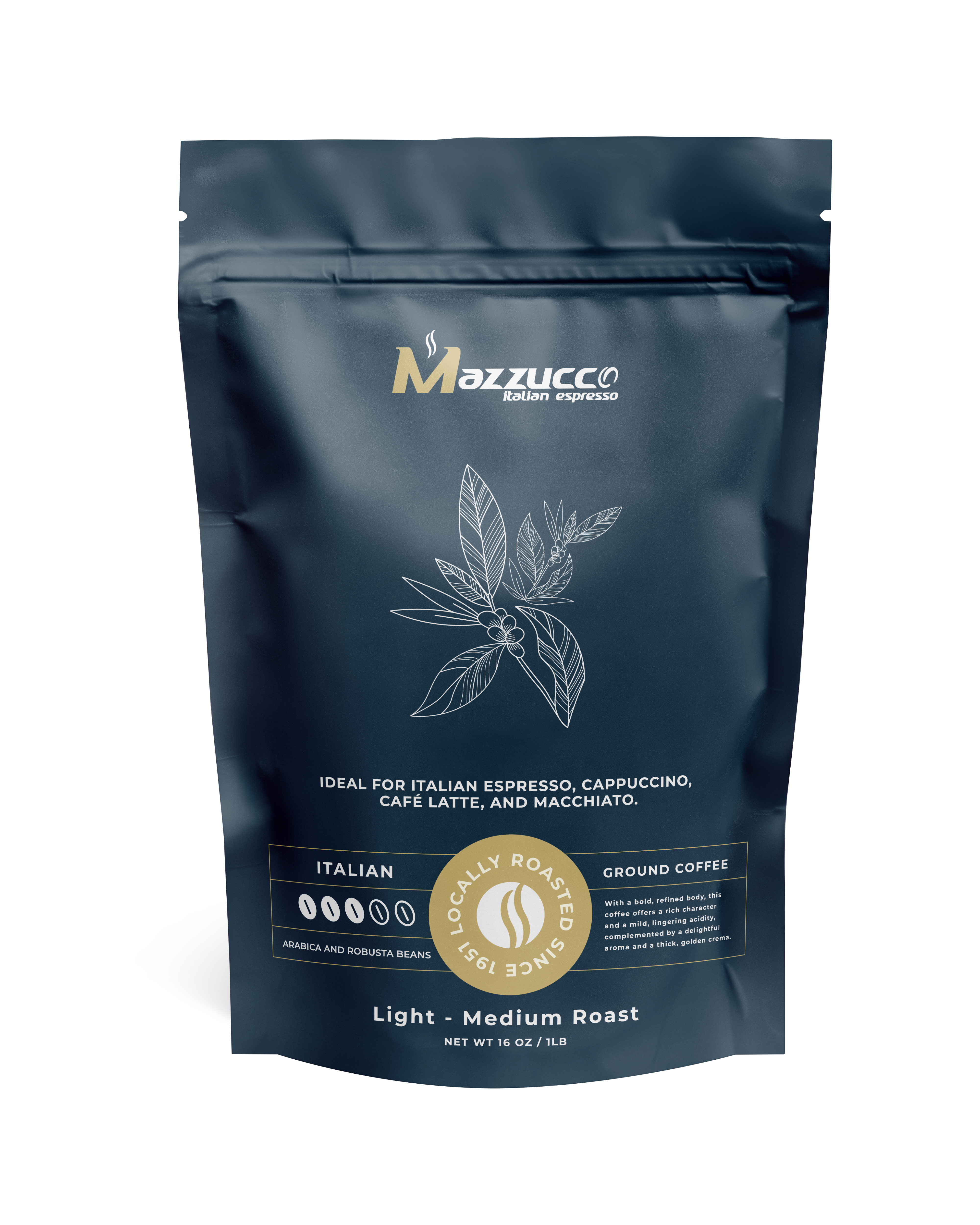 Mazzucco Italian Espresso Ground Coffee 1lb – Premium Roast